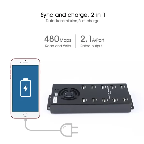 Sipolar 10 ports USB 2.0 data and charger hub with 12V10A power adapter for phone tablets charging Litecoin bitcoin miners a-400 - Image 3