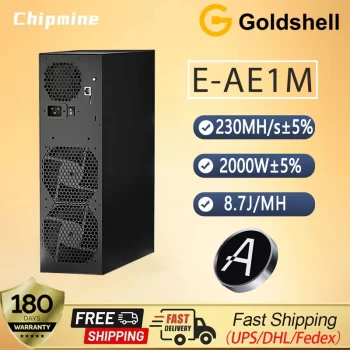New Goldshell E-AE1M 230MH/s 2000W zkSNARK Aleo Miner High Efficiency 8.7J/MH Powerful Crypto Mining for Home & Office With PSU
